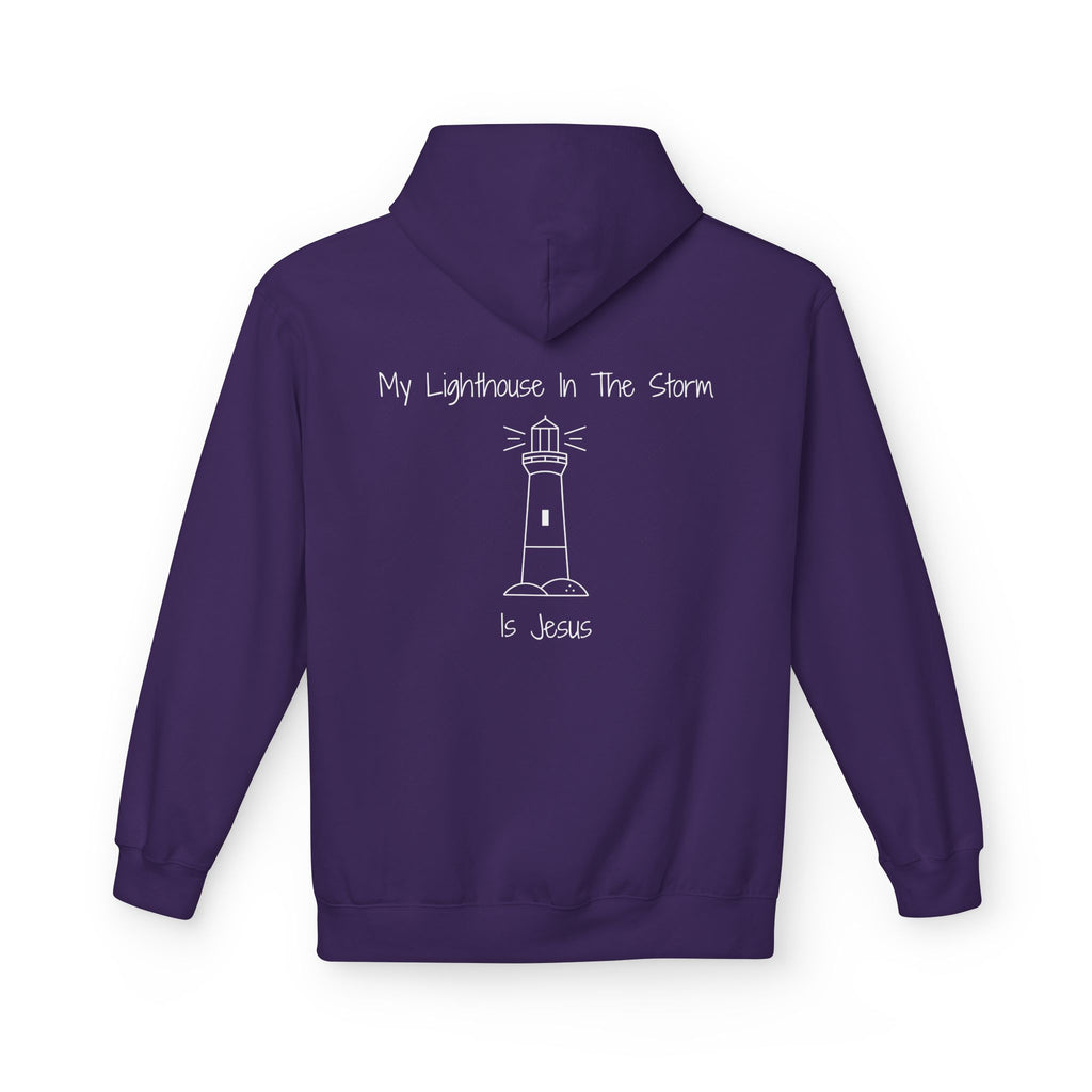 Lighthouse in the Storm Hoodie | Christian Faith Ocean Waves