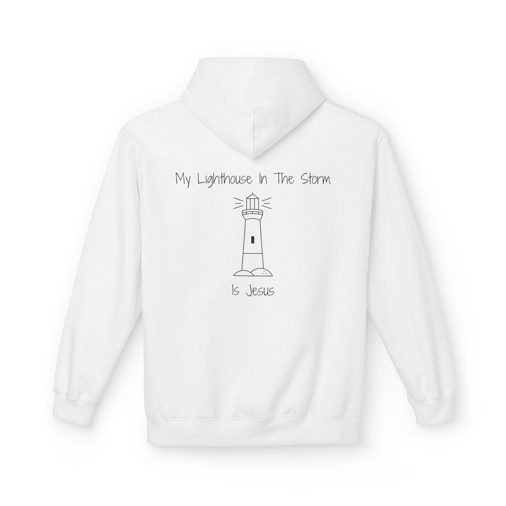 Lighthouse in the Storm Hoodie | Christian Faith Ocean Waves