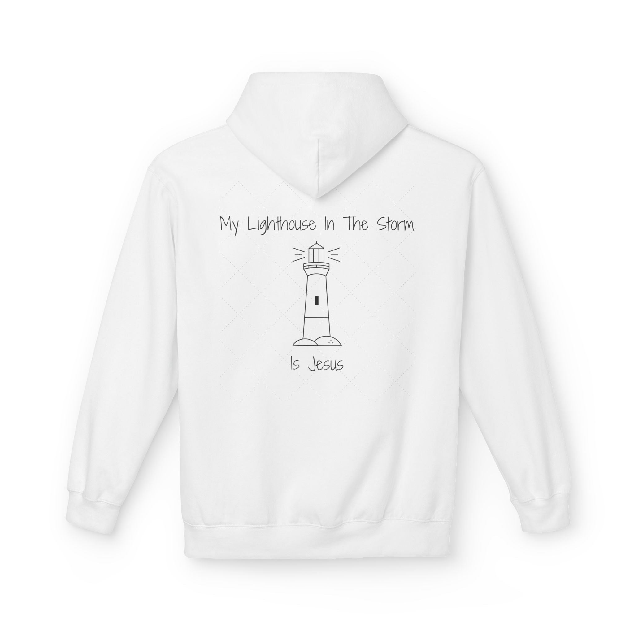Lighthouse in the Storm Hoodie | Christian Faith Ocean Waves