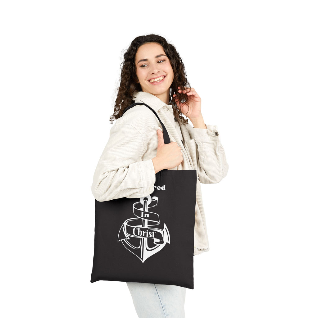 Anchored in Christ faith Tote | Christian Anchor Canvas Bag