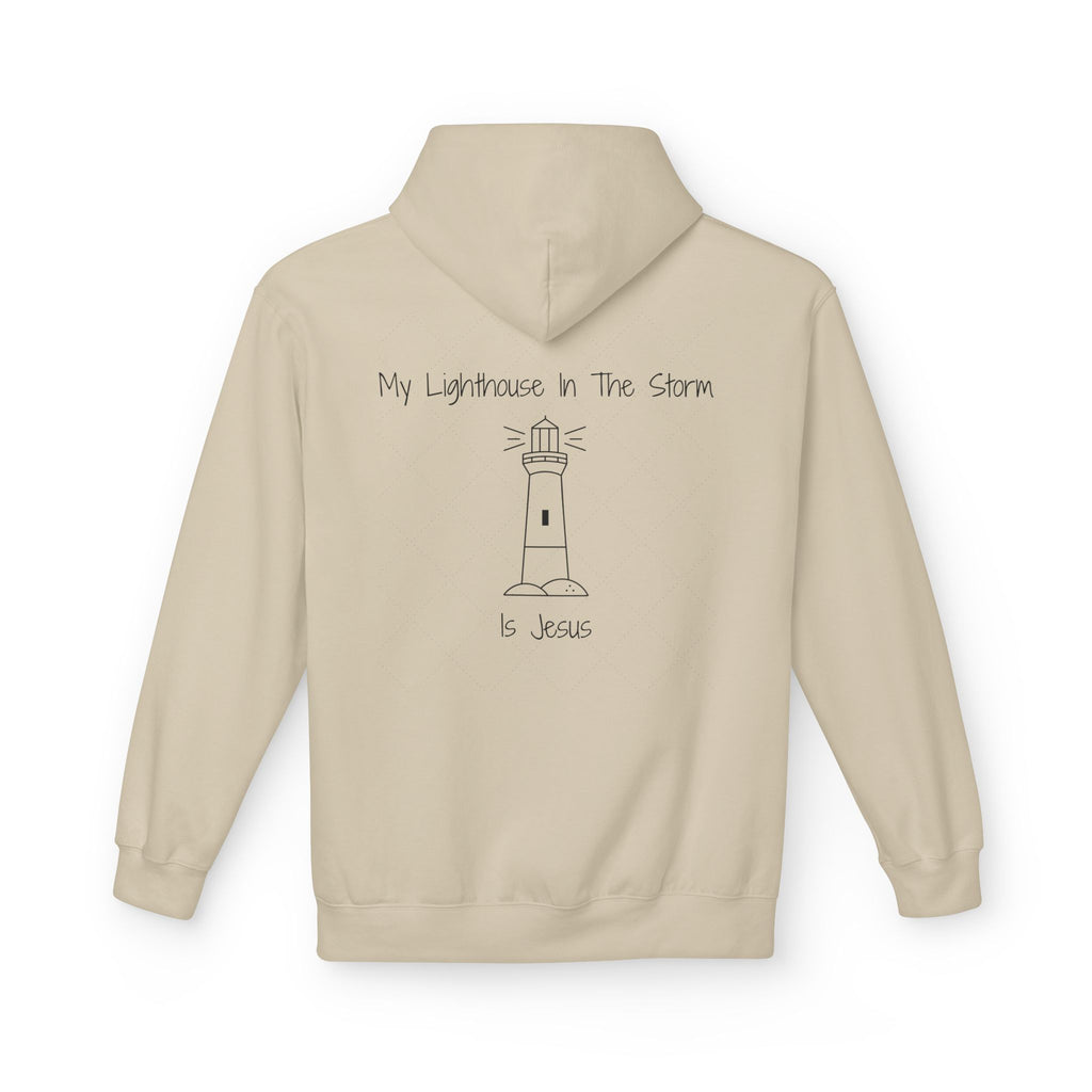 Lighthouse in the Storm Hoodie | Christian Faith Ocean Waves