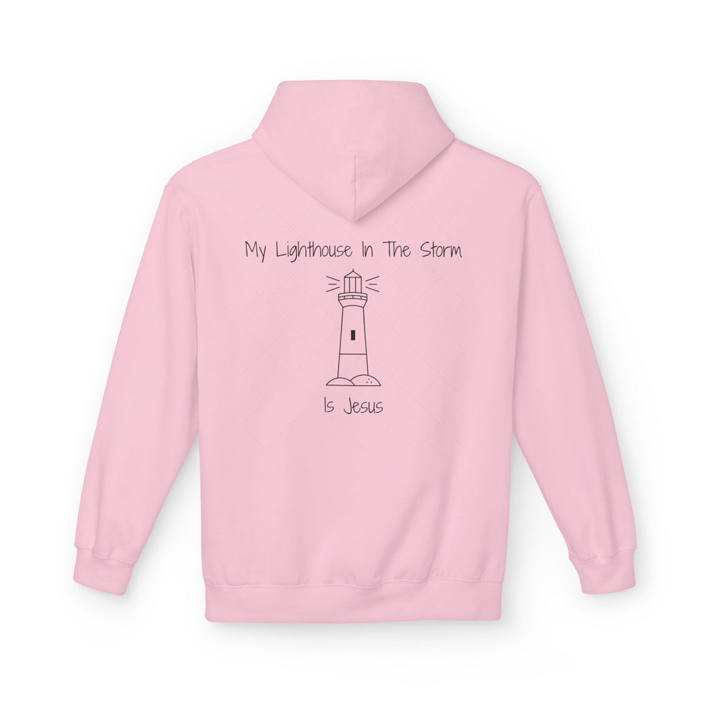 Lighthouse in the Storm Hoodie | Christian Faith Ocean Waves