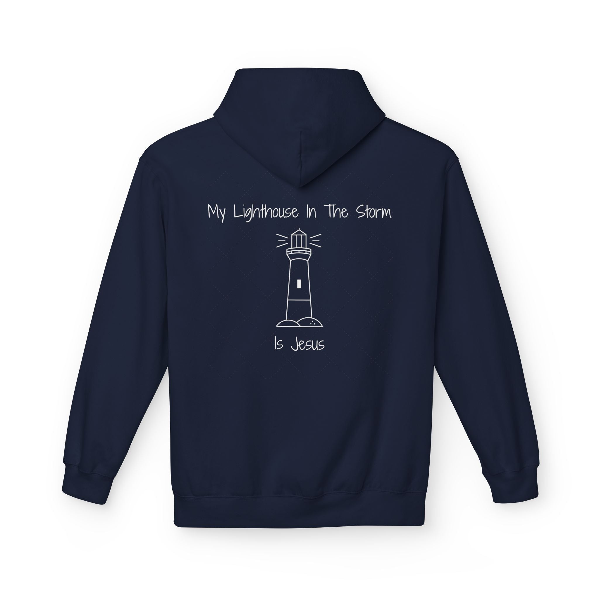Lighthouse in the Storm Hoodie | Christian Faith Ocean Waves