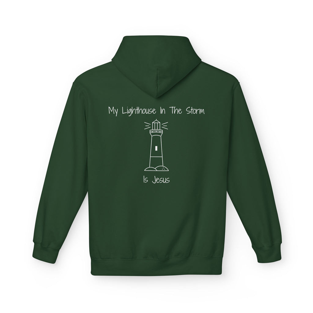 Lighthouse in the Storm Hoodie | Christian Faith Ocean Waves
