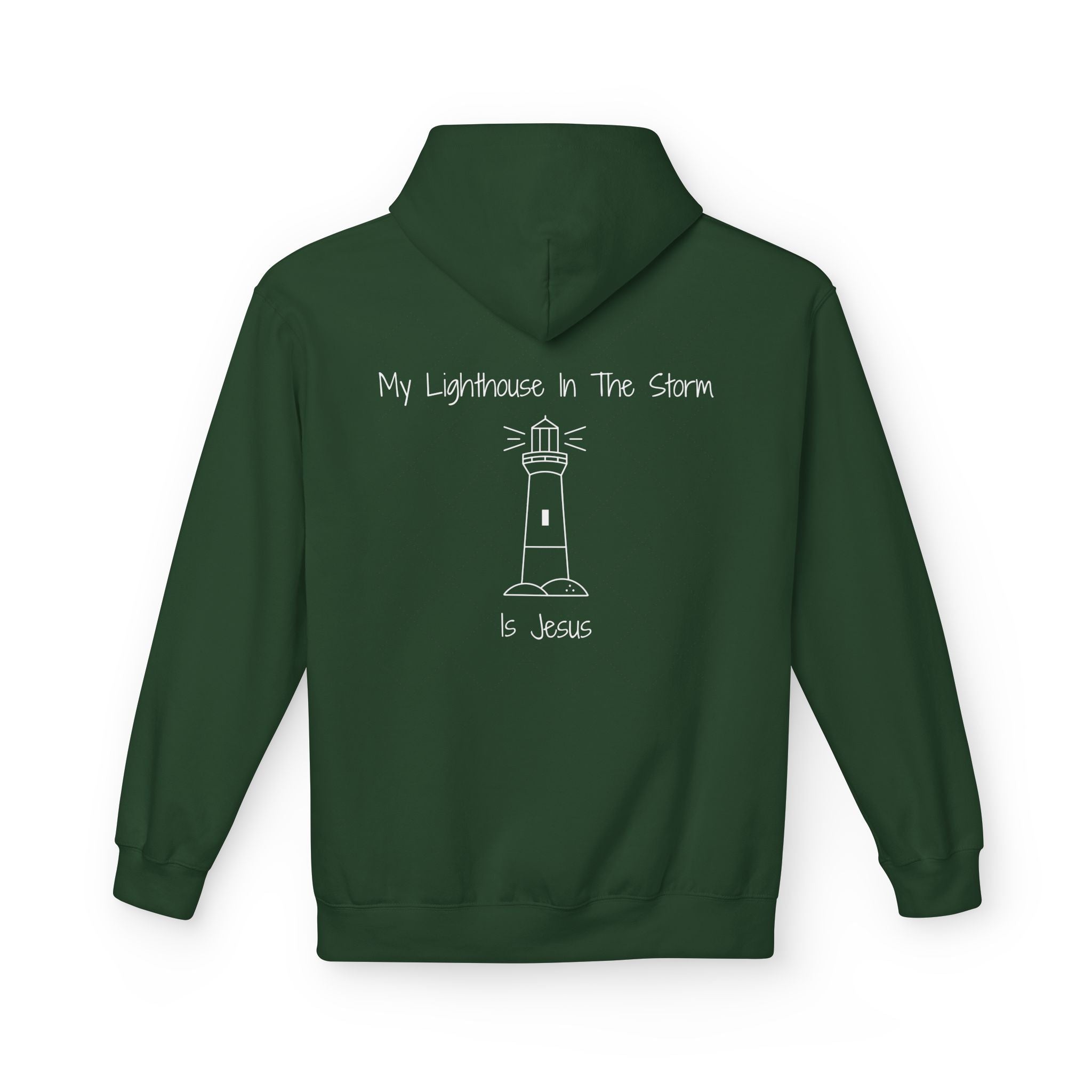 Lighthouse in the Storm Hoodie | Christian Faith Ocean Waves
