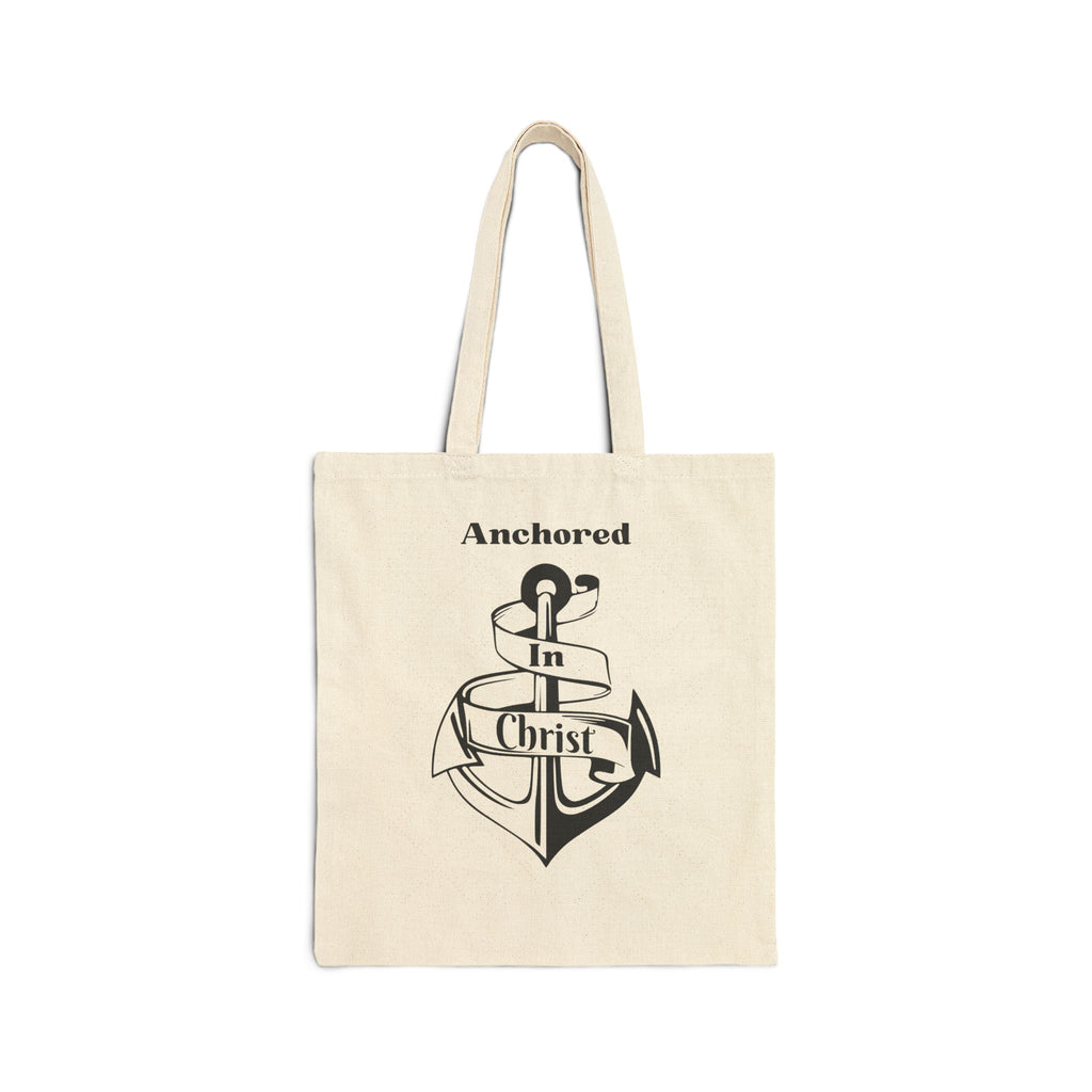 Anchored in Christ faith Tote | Christian Anchor Canvas Bag